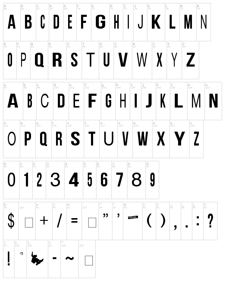 Board Contest font map